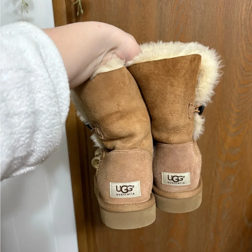 UGG Bailey Tan Suede Winter Boots with Button Detail